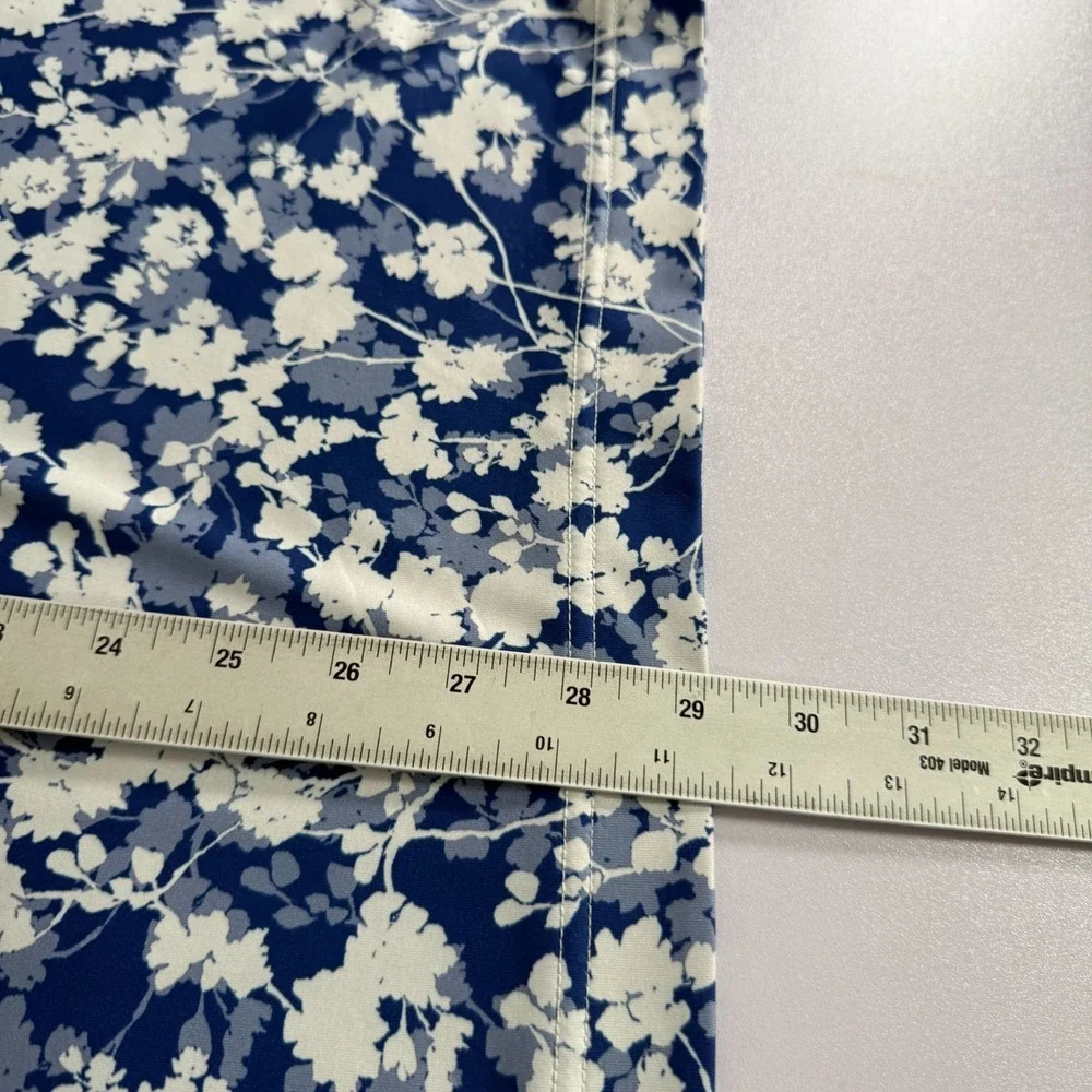 Deolax Polo Shirt Mens Large Blue White Golf Performance Stretch Floral Print - Picture 7 of 8